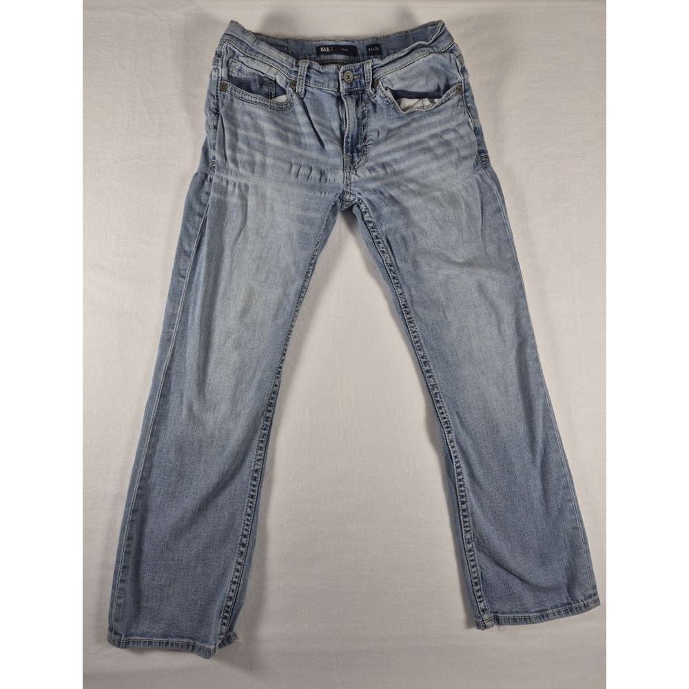 BKE Aiden Jeans Light Blue Wash 31×30 Slim Fit Boot Cut Distressed